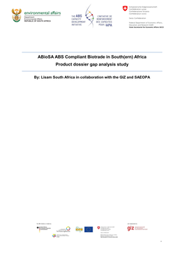 Abiosa ABS Compliant Biotrade in South(Ern) Africa Product Dossier Gap Analysis Study