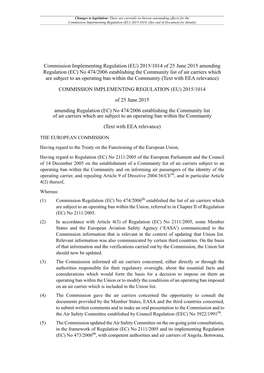 Commission Implementing Regulation (EU) 2015/1014