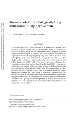 Storing Carbon for Geologically Long Timescales to Engineer Climate