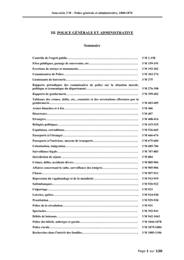 Police Générale Et Administrative, 1800-1870 Page 1 Sur