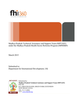 MPTAST) Under the Madhya Pradesh Health Sector Reforms Program (MPHSRP