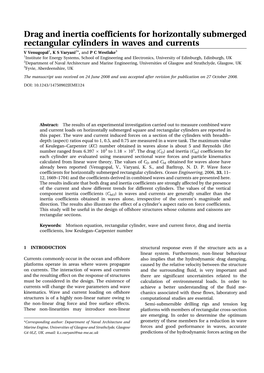 Drag and Inertia Coefficients for Horizontally Submerged Rectangular