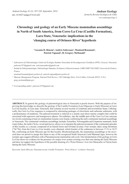 Chronology and Geology of an Early Miocene