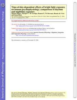 Comparison of Daytime Time-Of-Day-Dependent Effects Of