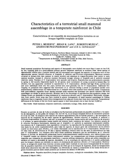 Characteristics of a Terrestrial Small Mammal Assemblage in a Temperate Rainforest in Chile