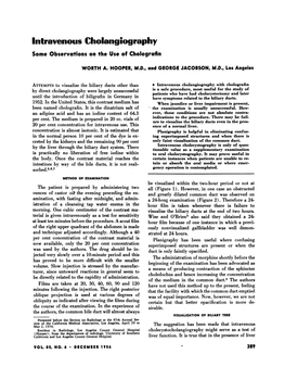 Intravenous Cholangiography Some Observations on the Use of Cholografin