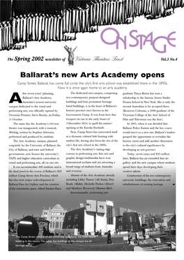 ON STAGE the Spring 2002 Newsletter of Victoria Theatres Trust Vol.3 No.4