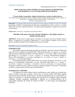 MOSCAS BLANCAS DEL GÉNERO Aleurodicus DOUGLAS (HEMIPTERA: ALEYRODIDAE) Y CLAVE PARA ESPECIES DE MÉXICO
