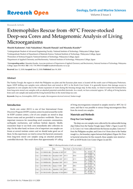 80°C Freeze-Stocked Deep-Sea Cores And