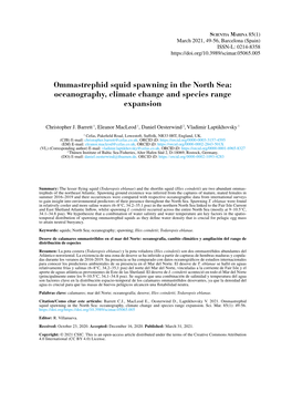 Ommastrephid Squid Spawning in the North Sea: Oceanography, Climate Change and Species Range Expansion