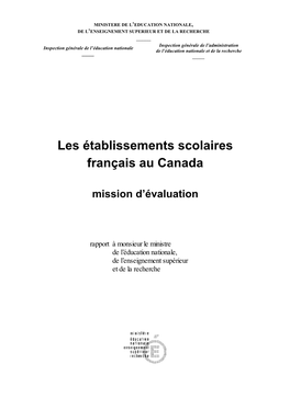 Les Établissements Scolaires Français Au Canada