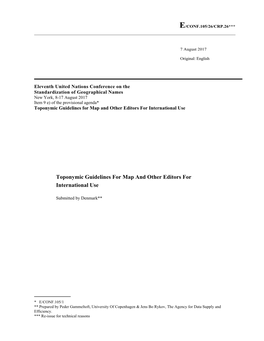 Toponymic Guidelines for Map and Other Editors for International Use