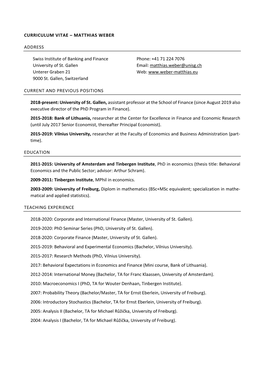 Curriculum Vitae – Matthias Weber