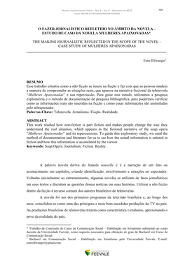 Estudo De Caso Da Novela Mulheres Apaixonadas*1