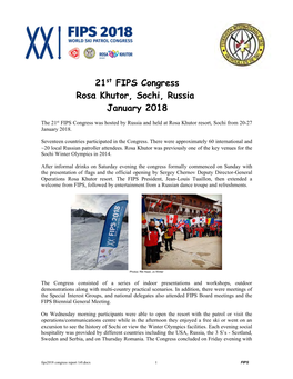 21St FIPS Congress Rosa Khutor, Sochi, Russia January 2018