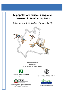 Le Popolazioni Di Uccelli Acquatici Svernanti in Lombardia, 2019
