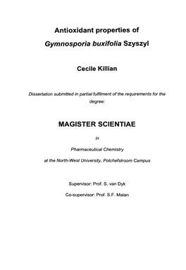 Antioxidant Properties of Gymnosporia Buxifolia Szyszyl MAGISTER