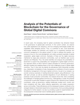 Analysis of the Potentials of Blockchain for the Governance of Global Digital Commons