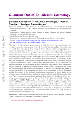 Quantum Out-Of-Equilibrium Cosmology