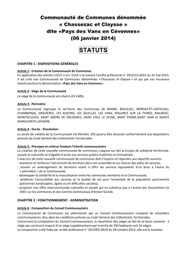 STATUT Communauté De Communes