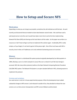 How to Setup and Secure NFS