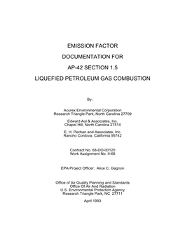 Emission Factor Documentation for Ap-42 Section 1.5 Liquefied Petroleum Gas Combustion