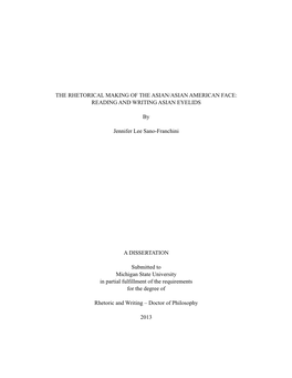 The Rhetorical Making of the Asian/Asian American Face: Reading and Writing Asian Eyelids