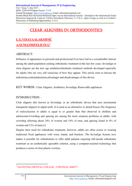 Clear Aligners in Orthodontics