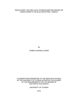 Regulatory Law and Local Stakeholder Influences on Green Crime in the Blue Mountains, Jamaica