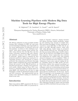 Machine Learning Pipelines with Modern Big Data Tools for High Energy Physics