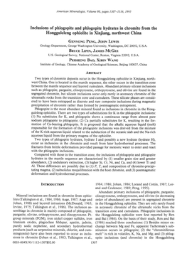 Inclusions of Phlogopite and Phlogopite Hydrates in Chromite from the Honggulelengophiolite in Xnjiang, Northwest China