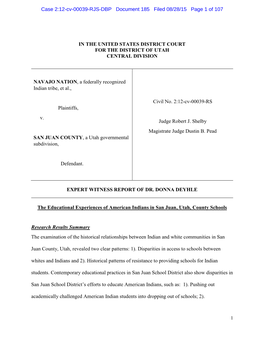 IN the UNITED STATES DISTRICT COURT for the DISTRICT of UTAH CENTRAL DIVISION NAVAJO NATION, a Federally Recognized Indian Tribe