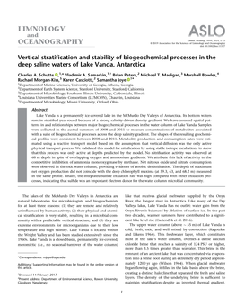 Vertical Stratification and Stability of Biogeochemical Processes in The