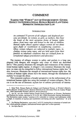 Giving EFFECT to INTERNATIONAL HUMAN RIGHTS LAW USING DOMESTIC IMMIGRATION LAW