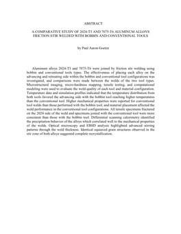 Abstract a Comparative Study of 2024-T3 and 7075-T6