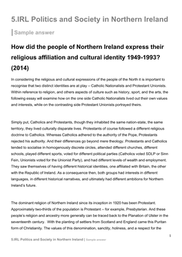 5.IRL Politics and Society in Northern Ireland
