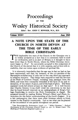 Wesley Historical Society Editor: REV