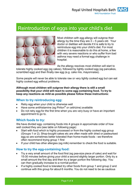 Reintroduction of Eggs Into Your Child's Diet