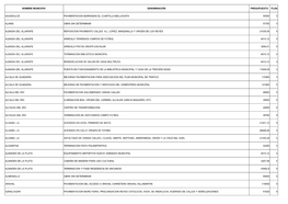 Nombre Municipio Denominación Presupuesto Plan Aguadulce Pavimentacion Barriadas El Cuartillo-Bellavista 55500 5 Alanis