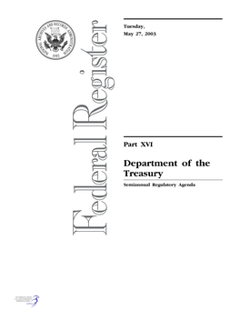 Department of the Treasury Semiannual Regulatory Agenda