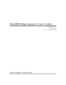 Polyorb High Integrity User's Guide