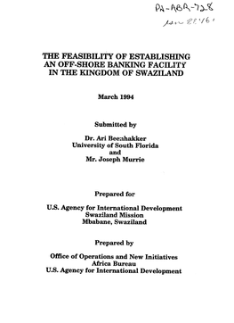 The Feasibility of Establishing an Off-Shore Banking Facility in the Kingdom of Swaziland