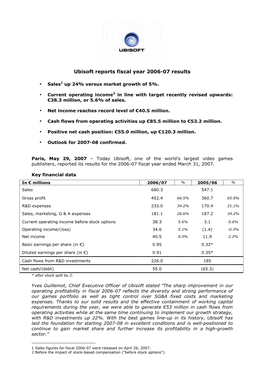 Ubisoft FY07 PR Final English