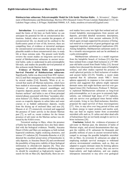 Halobacterium Salinarum: Polyextremophile Model for Life Inside Martian Halite