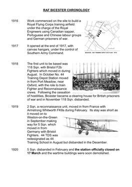 Raf Bicester Chronology