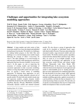 Challenges and Opportunities for Integrating Lake Ecosystem Modelling Approaches