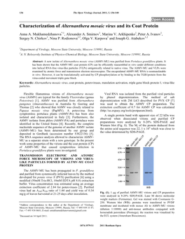 Characterization of Alternanthera Mosaic Virus and Its Coat Protein