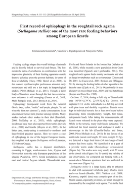 First Record of Ophiophagy in the Roughtail Rock Agama (Stellagama Stellio): One of the Most Rare Feeding Behaviors Among European Lizards