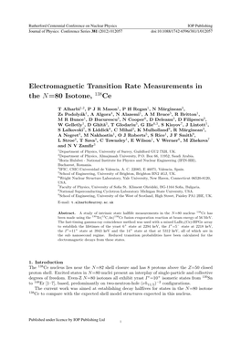 Electromagnetic Transition Rate Measurements in the N=80 Isotone, 138Ce