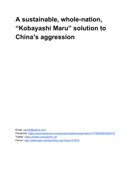 Kobayashi Maru” Solution to China’S Aggression